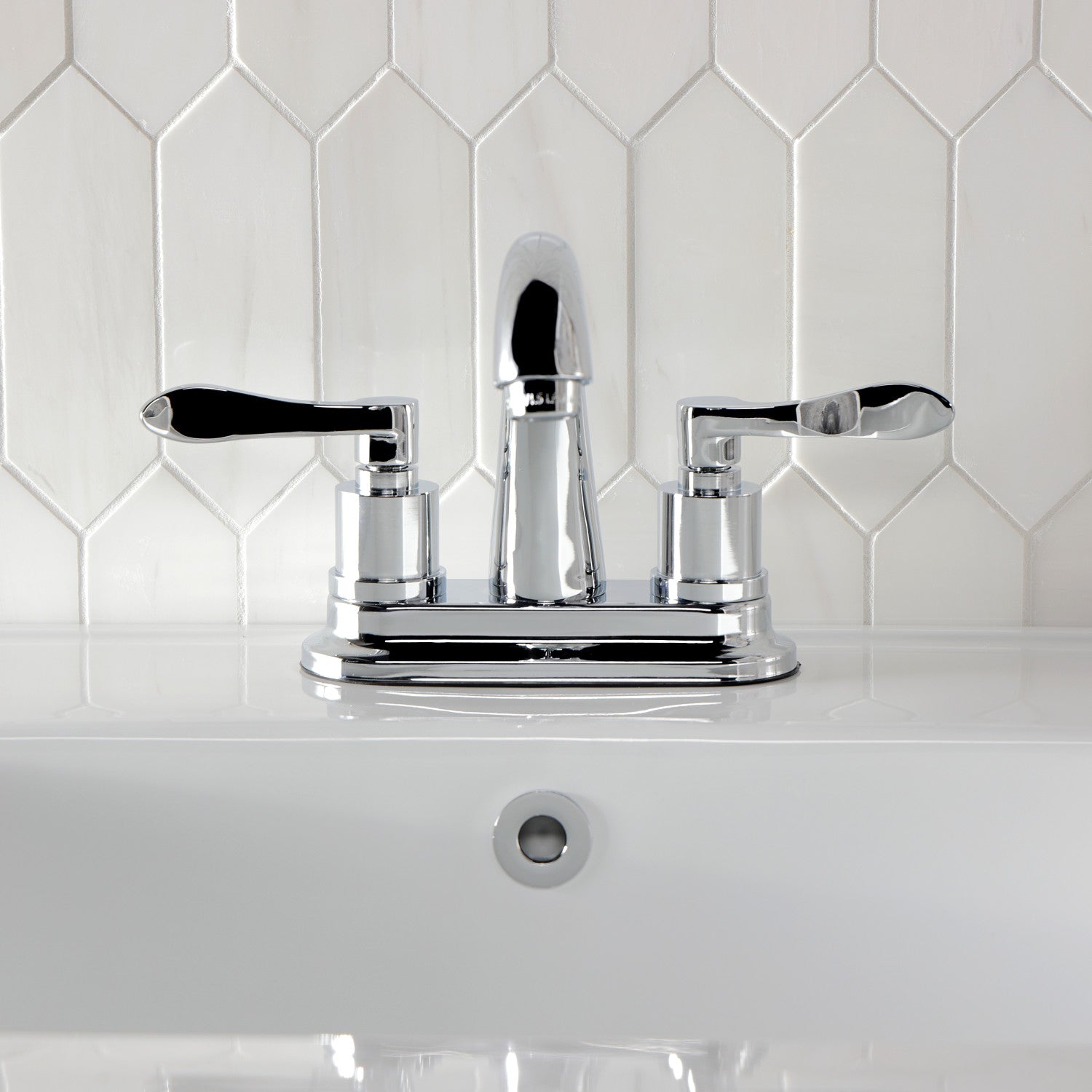 Kingston Tulare KS8611DFLDouble-Handle 3-Hole Deck Mount 4-Inch Centerset Bathroom Faucet with Brass Pop-Up, Polished Chrome — thumbnail 3